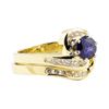Image 1 : 1.47 ctw Blue Sapphire And Diamond Ring And Band - 14KT Yellow Gold