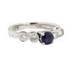Image 1 : 1.00 ctw Sapphire and Diamond Ring - 14KT White Gold