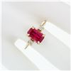 Image 3 : Vintage 14k Gold 2.20 ctw Emerald Pink Tourmaline Ring w/ Round Diamond Accents