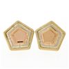Image 2 : New 14k Rose, White, and Yellow Gold Stone Finished Tiered Pentagon Stud Earring