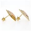 Image 3 : New 14k Rose, White, and Yellow Gold Stone Finished Tiered Pentagon Stud Earring