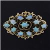 Image 1 : Vintage 14k Yellow Gold Open Work Oval Cut Opal Marquise Brooch Pendant