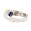 Image 3 : 1.60 ctw Blue Sapphire And Diamond Ring - 14KT White Gold