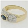 Image 2 : 14k Yellow Gold 0.85 ctw Oval Sapphire and Round Diamond Band Ring