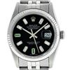 Image 1 : Rolex Mens Stainless Steel 36mm Black Diamond Dial Datejust Wristwatch
