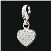 Image 2 : 14K White Gold 0.25 ctw Diamond Puffed Heart Dangle Charm Pendant w/ Lobster Cla
