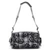 Image 2 : Chanel Black Gray Tweed Leather Camelia Shoulder Bag