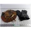 Image 1 : Vintage Leather Gloves and Hat