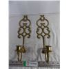 Image 2 : (2) Brass Wall Sconce Candle Holders