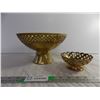 Image 1 : (2) Ornate Brass Etched Pedestal Bowls