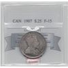 Image 1 : 1907 Coin Mart Graded Canadian, 25 Cent, **F-15**