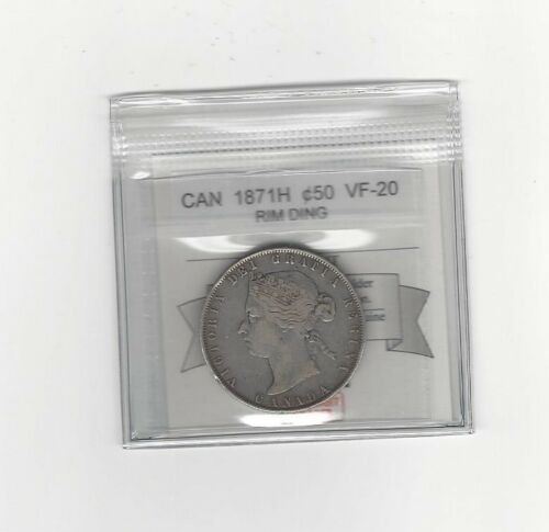 1871H Coin Mart Graded Canadian Silver 50 Cent, **VF-20 Rim Ding**