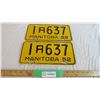 Image 1 : (2)Manitoba 1952 Licence plate