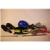 Image 1 : Sports Gear Including Bike Seats, Cleats (Size 7.5), and Skipping Rope