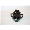 Image 11 : 3 Piece Black Painted Tea Set (Tea Pot, Cream, & Sugar) + (2) Wine Glasses and a Ruffle Bowl