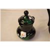 Image 7 : 3 Piece Black Painted Tea Set (Tea Pot, Cream, & Sugar) + (2) Wine Glasses and a Ruffle Bowl