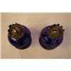 Image 2 : (2) Blue Glass Kerosene Lamps (no Chimneys)