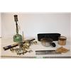 Image 1 : Coleman Lamp, Antique Oil Lamp, (3) Door Hardware + Assorted Items