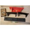 Image 1 : (3) Wall Shelves, a Curtain Rod, Wall Hooks, and a Decoration