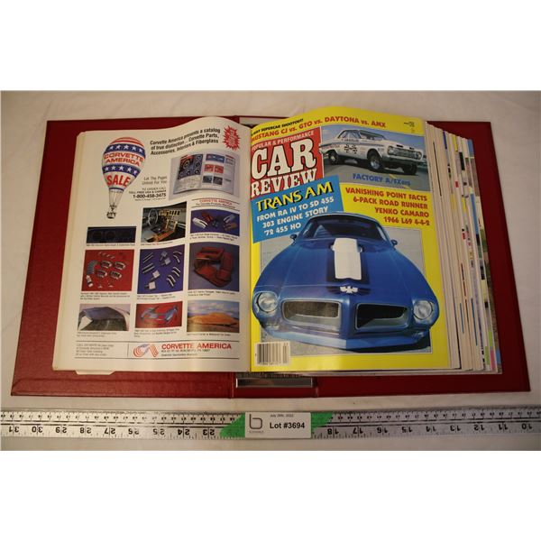 (12) 1986 Car Review Magazines w/ Binder