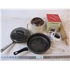 Image 1 : (2) frying pans,warmer,rolling pin,pitcher, kitchen scale