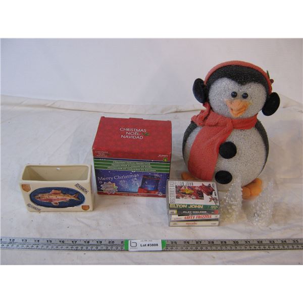 Christmas items, cassettes and ornament