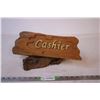 Image 1 : Hand Carved Wood Cashier Sign