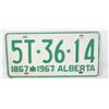 Image 1 : 1967 CENTENNIAL LICENSE PLATE