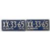 Image 1 : PAIR 1972 ALBERTA LICENSE PLATES