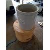 Image 1 : #5 crock (repaired) & wooden cheese box