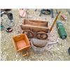 Image 1 : 3 Wooden Planters - Cart 30" Long