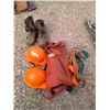 Image 1 : Lot of PPE - Hard Hats, Boots, Chainsaw Guard Pants