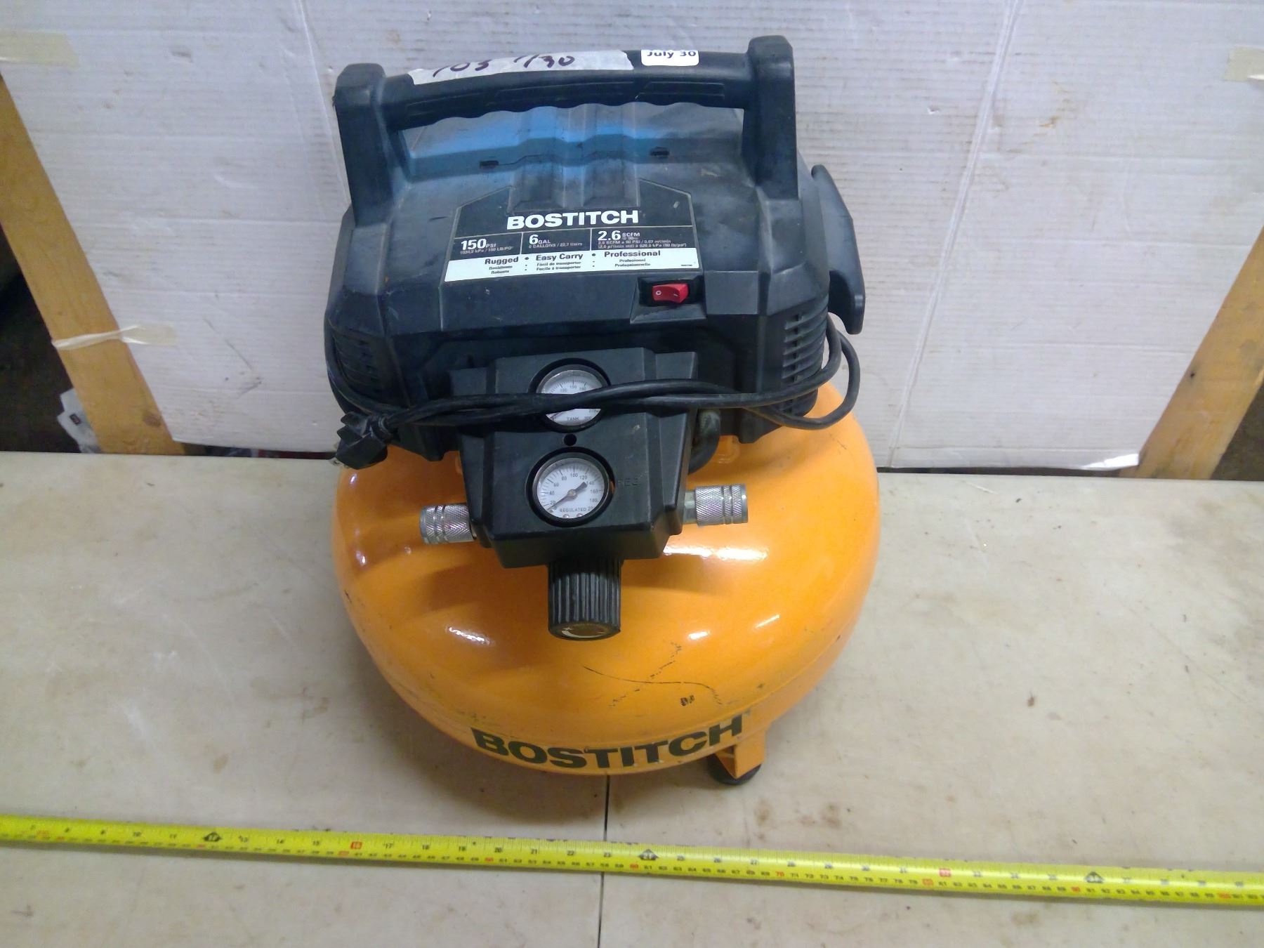 Yellow Bostitch Air Compressor 150 Psi, 6 Gal, 2.6 SCFM