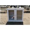 Image 1 : White Cabinet w/ Glass Windowed Doors - 7x23x19"