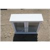 Image 4 : White Cabinet w/ Glass Windowed Doors - 7x23x19"