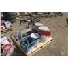 Image 9 : Pallet of Items - Small Barrels (2), Cart, Stand, 2 Pumps