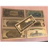 Image 3 : Complete set of USA Gold Foil Clad Certificate notes including: $1.00, $2.00, $5.00, $10.00, $20.00,