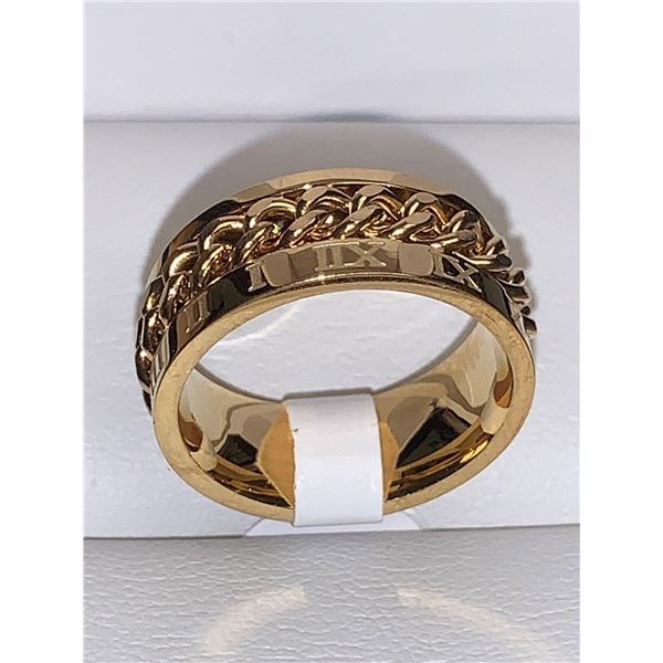 Unisex 14K GP Spinning Chain Ring, high polish finish size 7