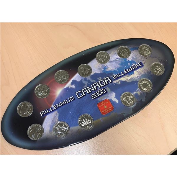 Royal Canadian Mint Issued Millenium 2000 Quarter collector set with display