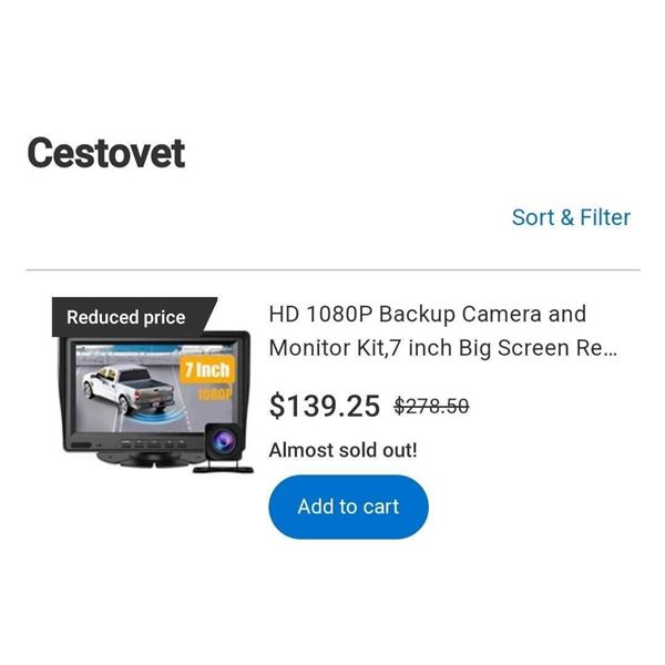 New Cestovet HD 1080 Aftermarket Back up Camera, 7" Monitor and Wiring Kit