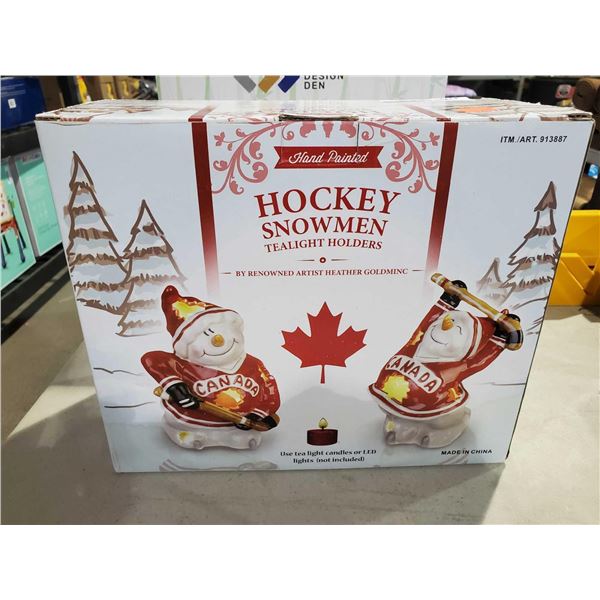 New Team Canada Hockey Snowmen Tealight Holders Set of 2
