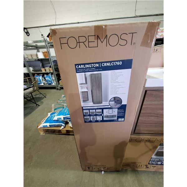 4 PIECE BATH VANITY SET INCLUDES: New Foremost Carlington Collection 17" Modular Linen Closet + 30" 