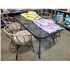 Image 1 : New Metal & Glass Patio Table with Set of 4 Brown Wicker Style chairs with Seat Cushions