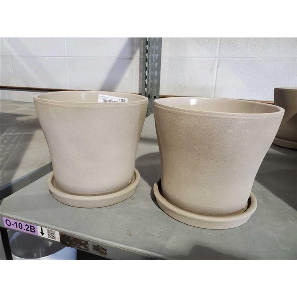 Lot of 2,  7" Ceramic Planters Made in Germany - Sand