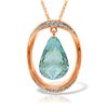 Genuine 11.60 ctw Blue Topaz & Diamond Necklace 14KT Rose Gold - REF-112A2K