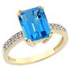 Image 1 : 3.70 CTW Swiss Blue Topaz & Diamond Ring 10K Yellow Gold - REF-32M2A