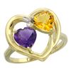 Image 1 : 2.61 CTW Diamond, Amethyst & Citrine Ring 14K Yellow Gold - REF-33W9F