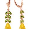 Image 1 : Genuine 11.20 ctw Citrine & Peridot Earrings 14KT Rose Gold - REF-56Y2F