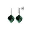 Genuine 30.65 ctw Green Sapphire Corundum & Diamond Earrings 14KT White Gold - REF-59W9Y