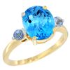 2.64 CTW Swiss Blue Topaz & Blue Sapphire Ring 10K Yellow Gold - REF-24M5A